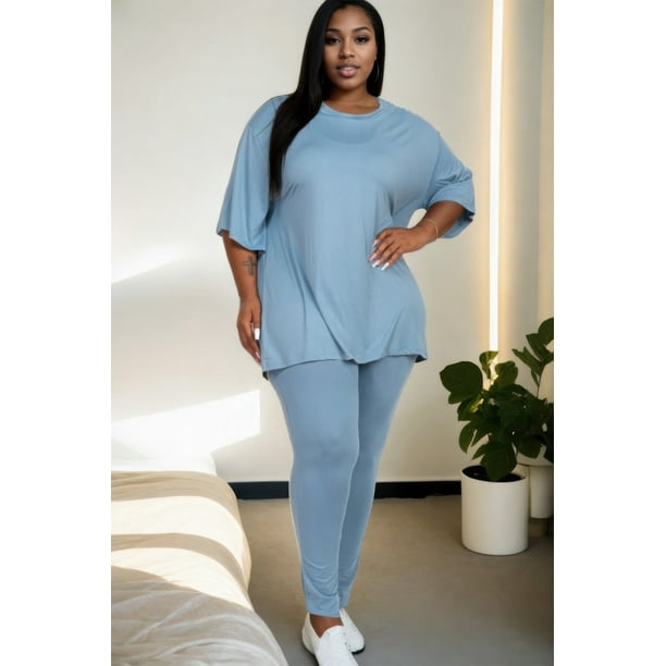 Conjunto de Camiseta y Leggings Extragrandes de Talla Grande
