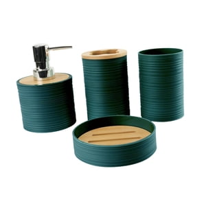 Bothyi - Juego De 4 Accesorios De Baño, Regalo De Inauguración De La Casa, Decoración De Baño, Taza De Enjuague Bucal, Verde Oscuro