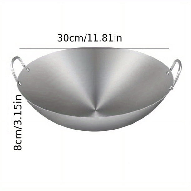 1pc, Thickened Stainless Steel Wok, For Gas Stovetop And Induction Cooker, Kitchen Utensils, Kitchen Gadgets, Kitchen Accessories, Home Kitchen Items 11.81''/13.39''/14.96''