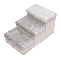 Ioensy - Escalera Plegable De 3 Escalones Para Perros Con Espacio De Almacenamiento, Ideal Para Oficina, Guardería, Sala De Juegos, Color Gris