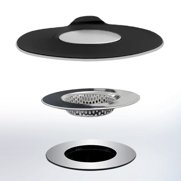 Kit de tapón para tina con recolector de cabello Seatery con tapón de silicona para desagüe