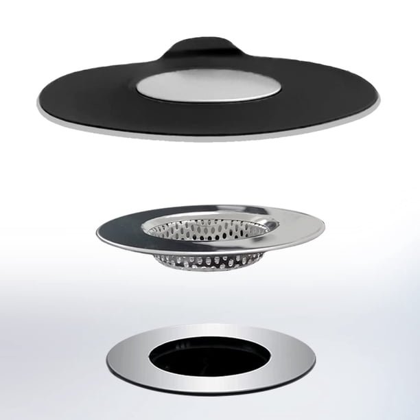Kit de tapón para tina con recolector de cabello Seatery con tapón de silicona para desagüe