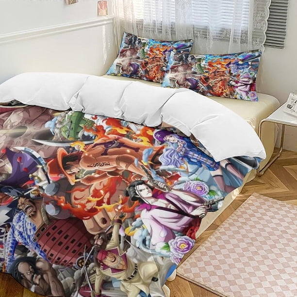 Whitebeard Pirates Bed Duvet Cover Funny Anime Cartoon Bedding Se Lightweight3 Piece Comforter Se, cases