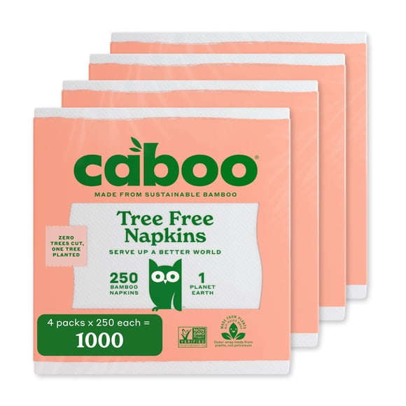 Servilletas Caboo Tree Free, 4 paquetes de 250, 1000 servilletas en total