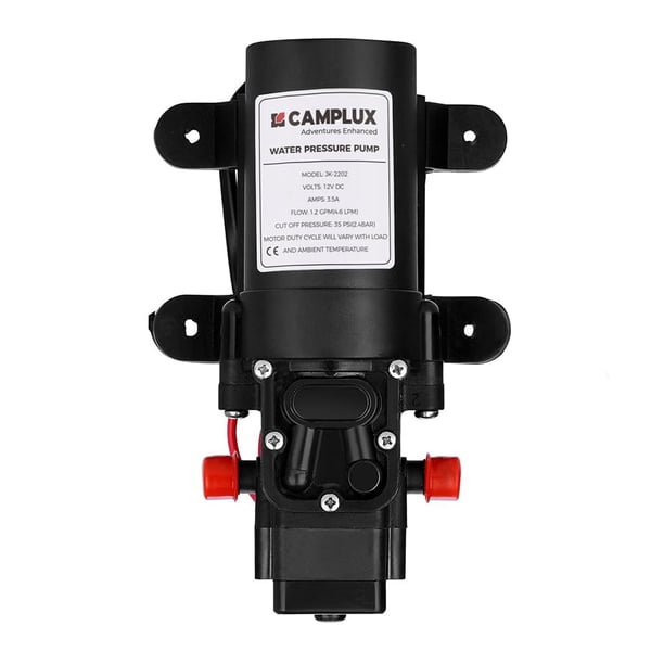 Bomba de Agua de 12 V CC CAMPLUX, Bomba de Diafragma de Presión 1,2 GPM (≈ 4,5 L/min) para Autocaravana, Embarcaciones y Uso Marítimo