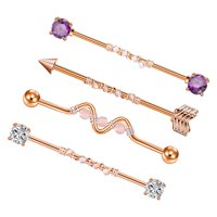 Magideal - 4 Uds. Pendientes De Barra Industrial, Barra Piercing Elegante De 14G, Pendientes Llamativos, Conjunto De Joyería Para Fiesta Del Día De San Valentín