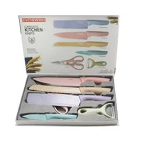Importclick - Set Cuchillos Acero Inoxidable 6 Piezas Colores