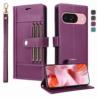 Foxdock Funda Tipo Cartera Para Google Pixel 9 – Cubierta De Cuero Pu Con Múltiples Ranuras, Bolsillo Para Efectivo Y Correa De Muñeca