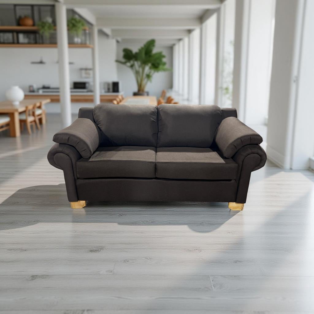 Muebles New - Sofa Dos Cuerpos Chocolate Lino Grecia