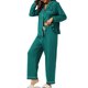 thumbnail image 4 of INSPIRE CHIC Pijama de mujer con sensación de modal suave, manga larga, botones, solapa, pantalones elásticos, primavera otoño, S Verde Pavo Real, 4 of 6