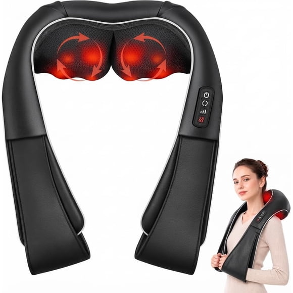 Masajeador de Cuello ALLJOY con Calor Negro - Alivio del Dolor
