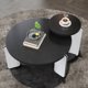 thumbnail image 2 of 32.68" & 16.93" round coffee table end table sofa table side table set with black OAK veneer surface 25mm MDF for living room dinning room bedroom, Sintered stone legs White+Black, 83 + 43cm diameter, 2 of 3