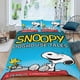 thumbnail image 2 of Snoopy Conjunto de sábanas temático, trío de piezas, cómodo y amigable con la piel, diseño único, regalo de decoración para el hogar para familiares, amigos y fans,173X218cm, 2 of 6