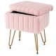 thumbnail image 1 of Taburete de tocador Sweetcrispy con almacenamiento, piel sintética, color rosa, 1 of 6