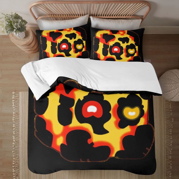 Blox Fruit Face on print Soft Bed Set Lightweight 3 Pieces Bedding Sets for All Season Comforter Set Easy Care
