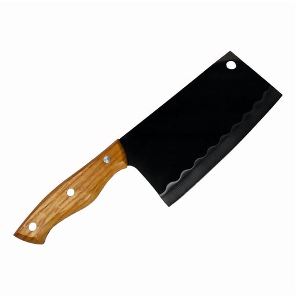 Hachuela Kitchen Knife Acero Inoxidable Madera Picar Carne Verduras Negro
