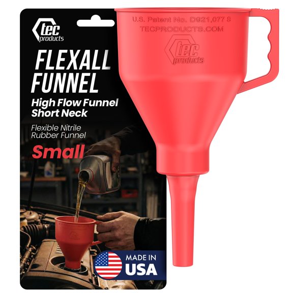 TEC Products FlexAll Embudo de Aceite de Cuello Corto con Manguera, Pequeño 8.3 in (21 cm) x 4.3 in (10.9 cm)