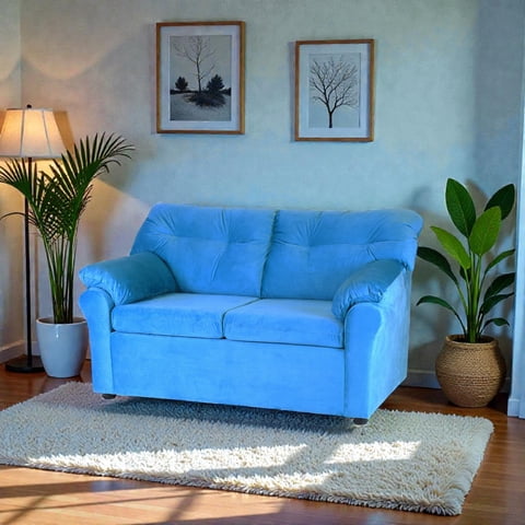 Muebles Altiro - Sofá Mateo 2 Cuerpos - Tela Felpa Turquesa