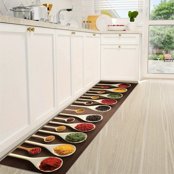 1/2pcs Boho Anti Fatigue Kitchen Rugs, Vintage Absorbent Non Slip Cushioned Rugs, Stain Resistant Waterproof Long Strip Floor Mat, Comfort Standing Mats, Living Room Bedroom Bathroom Kitchen Sink Laun