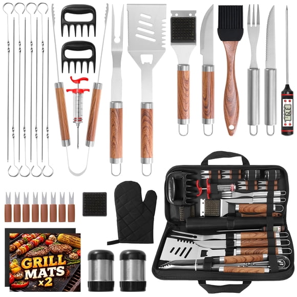 Juego de herramientas para asador BBQ Kaluns de acero inoxidable resistente, 35 piezas