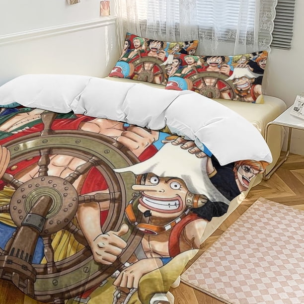 The Straw Hat Pirates Bed Duvet Cover Funny Anime Cartoon Bedding Sets Lightweight 3 Piece Comforter Sets