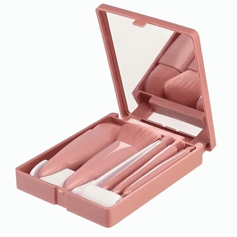 Genérico - Set 5 Brochas De Maquillaje Con Estuche Espejo