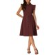 thumbnail image 1 of INSPIRE CHIC Vestido Camisero de Mujer con Mangas Cortas, Cuello en Punta, Cinturón en la Cintura, Botones, Vestido Medio, Rojo Vino, Talla L, 1 of 6