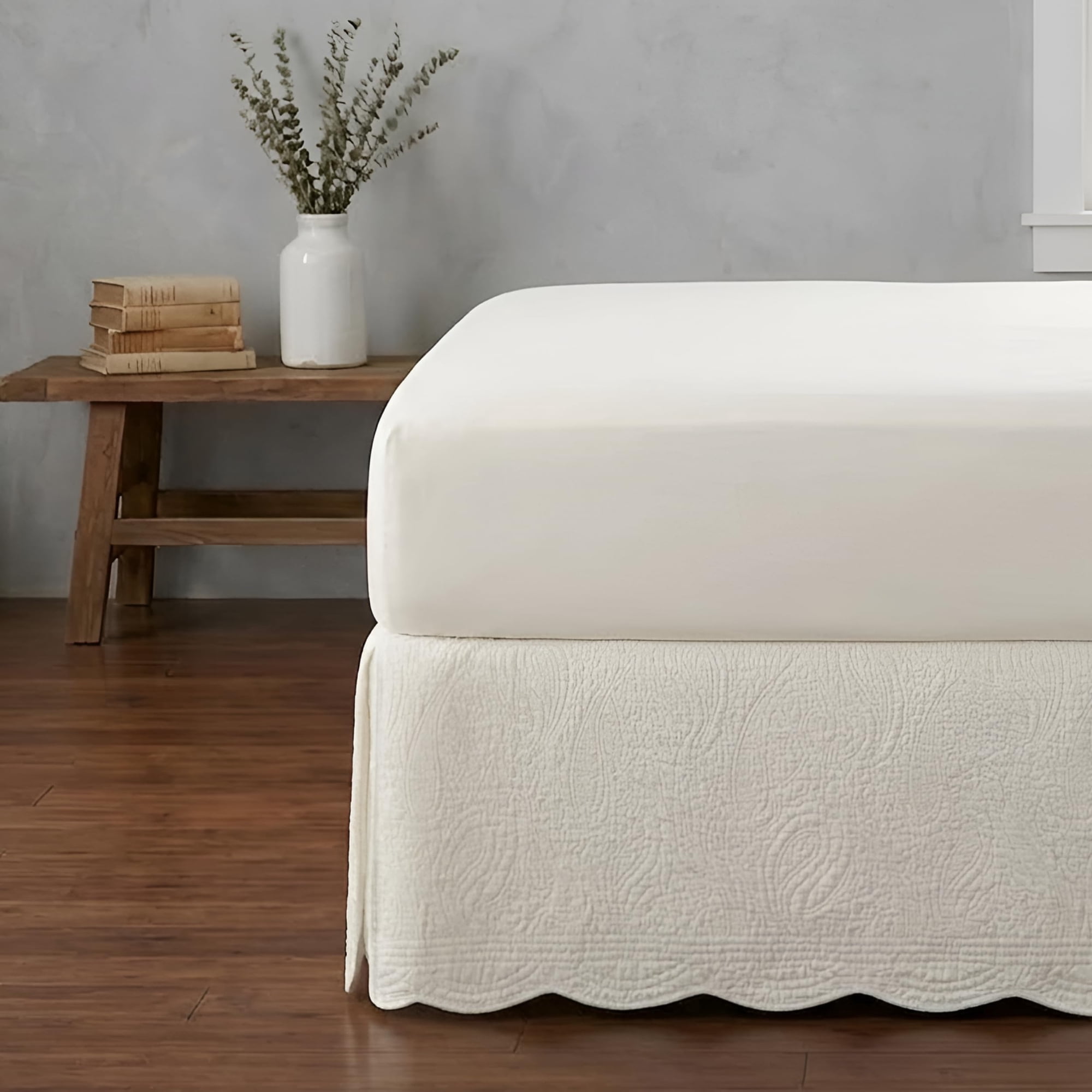 Greenland Home Fashions - Falda De Cama Greenland Home, Acolchada Con Cachemir, Color Marfil, Tamaño Queen