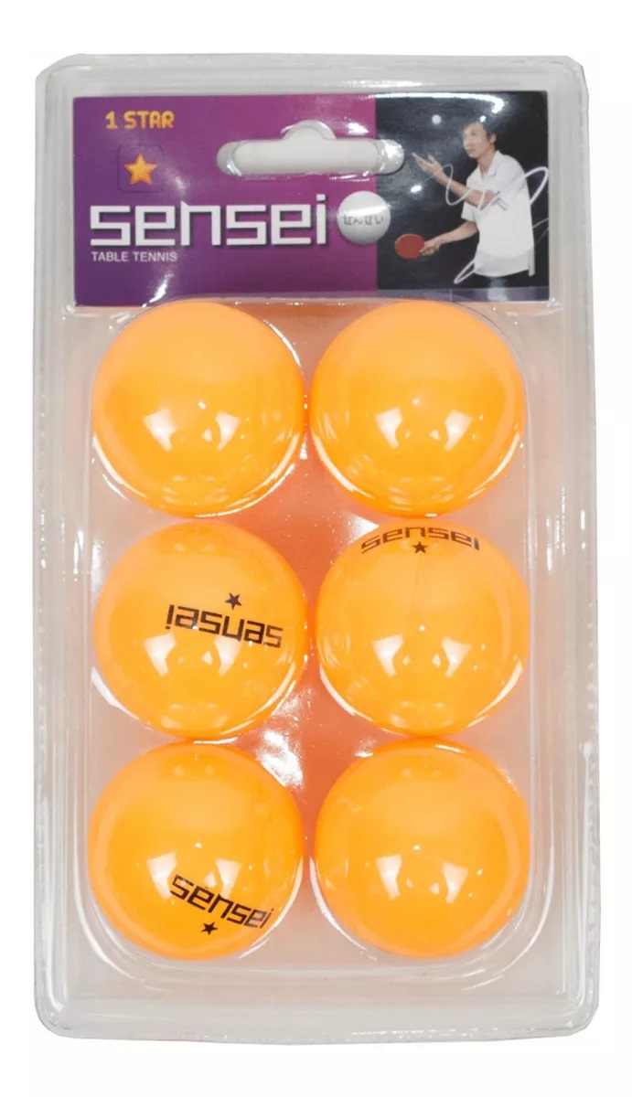 Set 6 Pelotas Ping Pong 1 Estrella Sensei - Tenis De Mesa