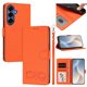 thumbnail image 1 of Funda de Cuero Tipo Billetera para Samsung Galaxy S26 Plus 5G 6.7", con Tarjetero, Pulsera, Soporte a Prueba de Golpes con Relieve de Patrón Feliz, Naranja, para Galaxy S26 Plus 5G, 1 of 9