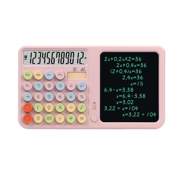 Calculadora De 12 Dígitos Con Panel Solar Y Batería Color Rosa