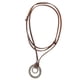 thumbnail image 2 of Cadena De Cordón De Cuero Ajustable Hombres Mujeres Colgante Vintage Collar De Dos Círculos, 2 of 3