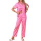 thumbnail image 2 of INSPIRE CHIC Conjuntos de Pijama para Mujer Camisa Abotonada con Pantalones Largos 2 Piezas Ropa de Dormir S Rayas Rosa Rosado, 2 of 6