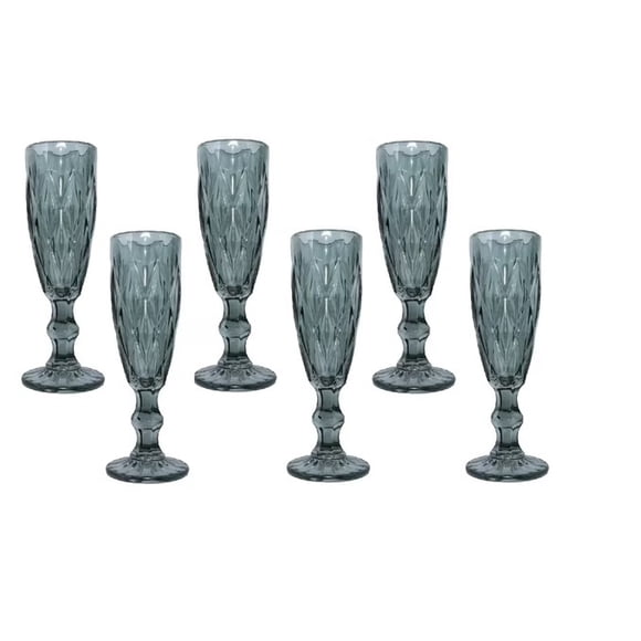 Copa de Vino para Espumante de Vidrio – Set de 6 Unidades Color Gris Humo