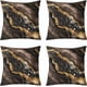thumbnail image 1 of Fundas cojín mármol turquesa 4 uds 45x45 cm abstracto dorado negro bronce lentejuelas, 1 of 7