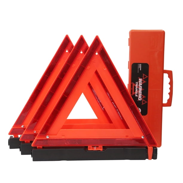 Triángulos de seguridad aprobados por WORKKOOL DOT con funda de transporte (paquete de 3)