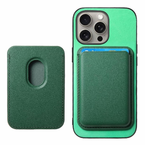 Funda de Cuero Magnética con Tarjetero para iPhone 16 Pro Cubierta Delgada Verde