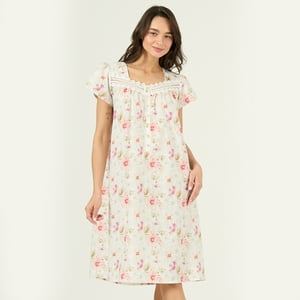 Bbz Barbizon - Camisa De Dormir Tradicional Maria Blanco Flor