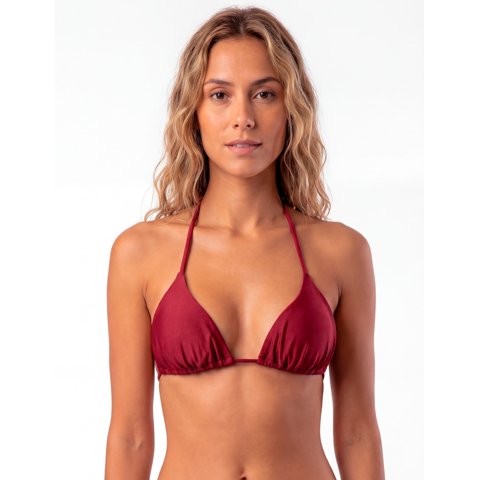 Samia - Bikini Triángulo Drapeado Rojo Brillante