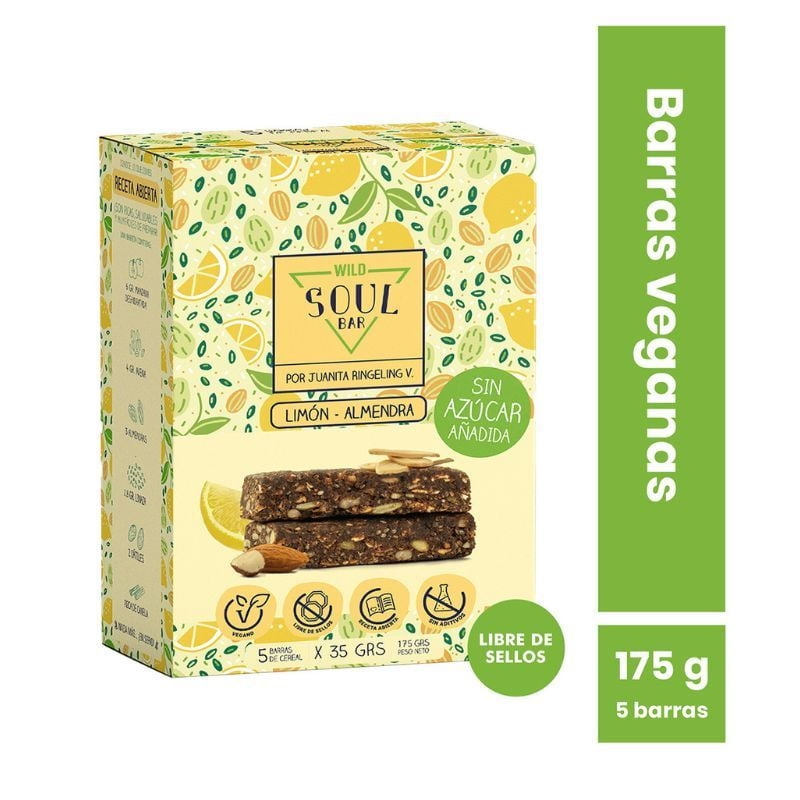 Barra De Cereal Limón 5 Un 175 g Wild Soul