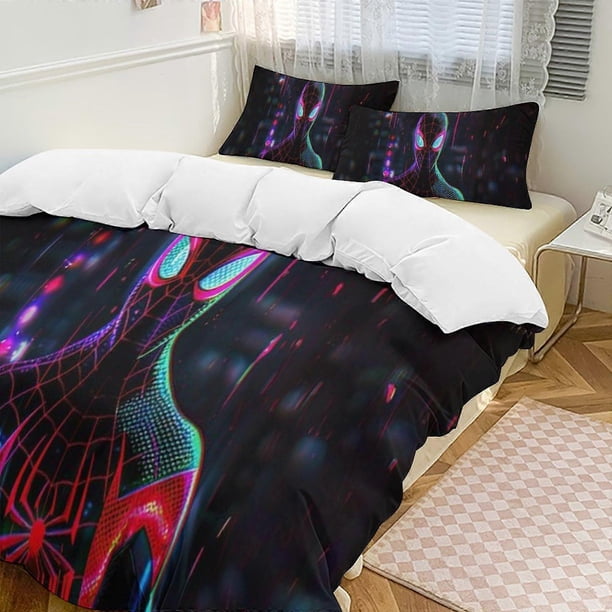 Juego de ropa de cama de microfibra con funda nórdica de plumas de Miles Morales,