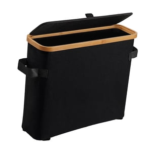 Magideal - Soporte De Papel Higiénico De Bambú Para Almacenamiento De Papel Higiénico, Accesorios, Organizador De Baño Que Ahorra Espacio Con Tapa De Bambú Para Negro
