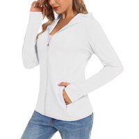 Malltradecl - Sudadera Con Cremallera Upf 50 Protección Solar Uv Para Mujer Blanco