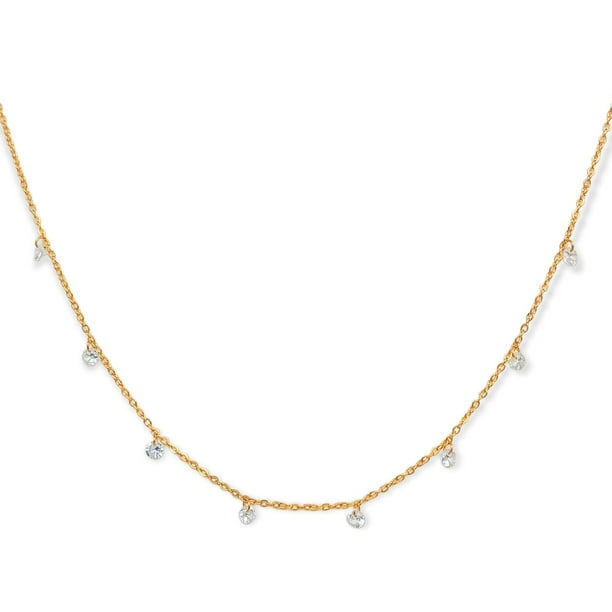 Cadena Colgante Punto De Luz Zirconia Chapado En Oro 18k