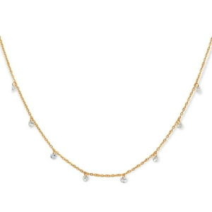 Elbauldejuma - Cadena Colgante Punto De Luz Zirconia Chapado En Oro 18K