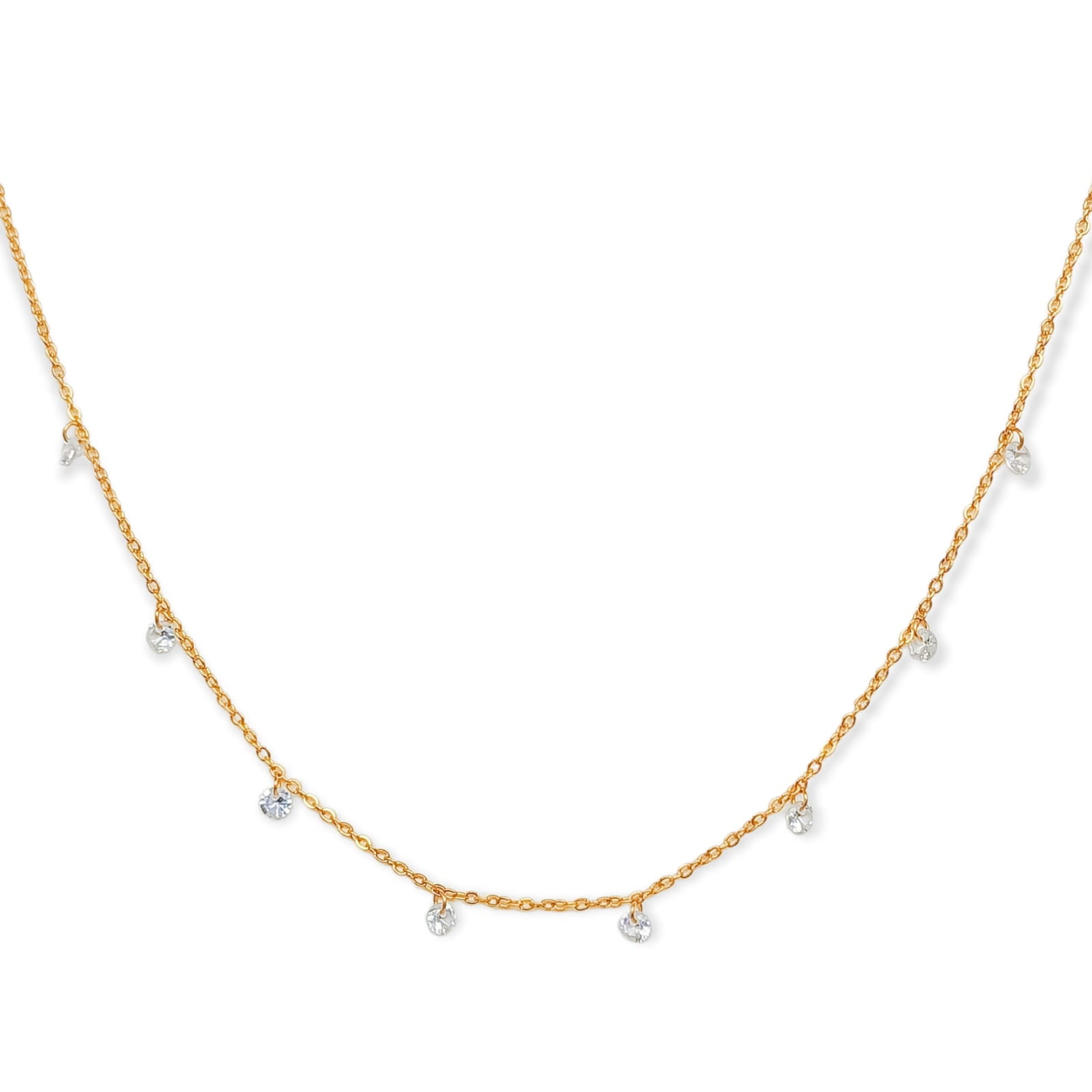 Elbauldejuma - Cadena Colgante Punto De Luz Zirconia Chapado En Oro 18k