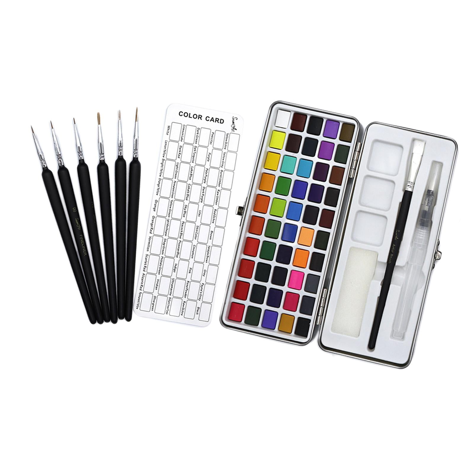 Bothyi - Kit De Paleta De Pintura De Acuarela Portátil Y Estuche De Almacenamiento, Juego De Lata De 50 Colores