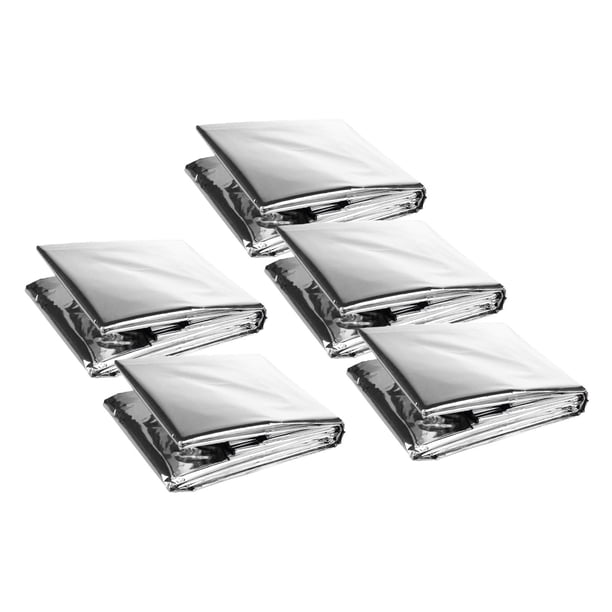 5x Manta térmica de emergencia 130 * 210 cm Manta de aluminio Plegable reutilizable Mantiene el calor Manta de supervivencia para senderismo