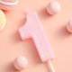 thumbnail image 2 of Vela PHD CAKE 7 cm Rosa con Brillo Número 1, 2 of 6