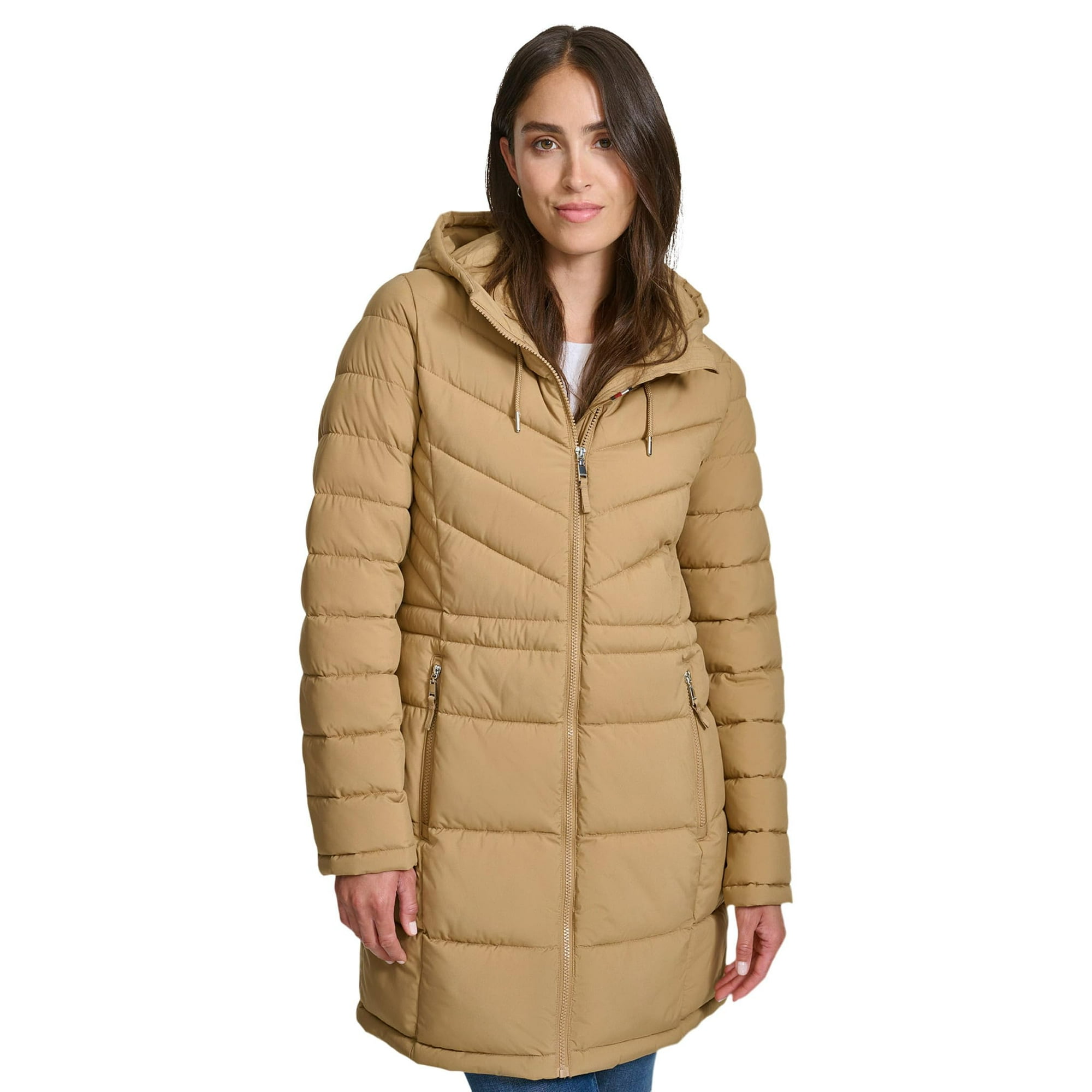 Chaqueta Tommy Hilfiger Para Mujer, 3/4, Ligera Y Con Cremallera, Color Camel
